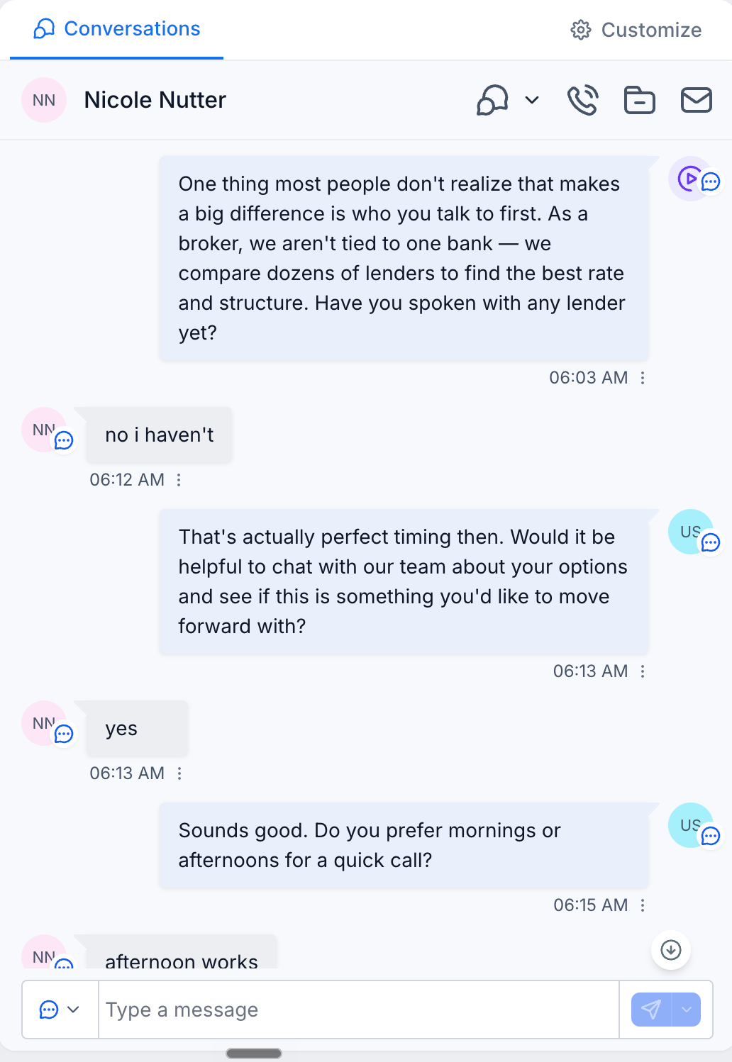 AI conversation confirming a booked appointment