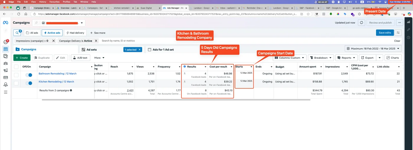 Facebook Ads Kitchen Bathroom New Campaign
